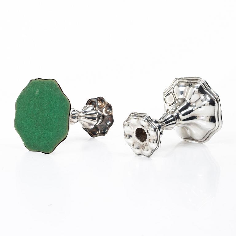 C.G. Hallberg, Ljusstakar, ett par, silver, Stockholm 1957.