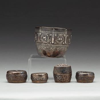 A group of Thai silver, circa 1900.