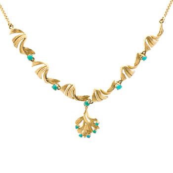 HALSSMYCKE, turkoser, 14K guld.