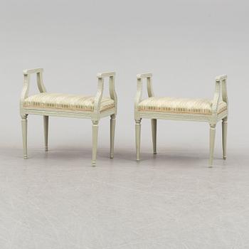 A pair of Gustavian stools, late 18th Century.