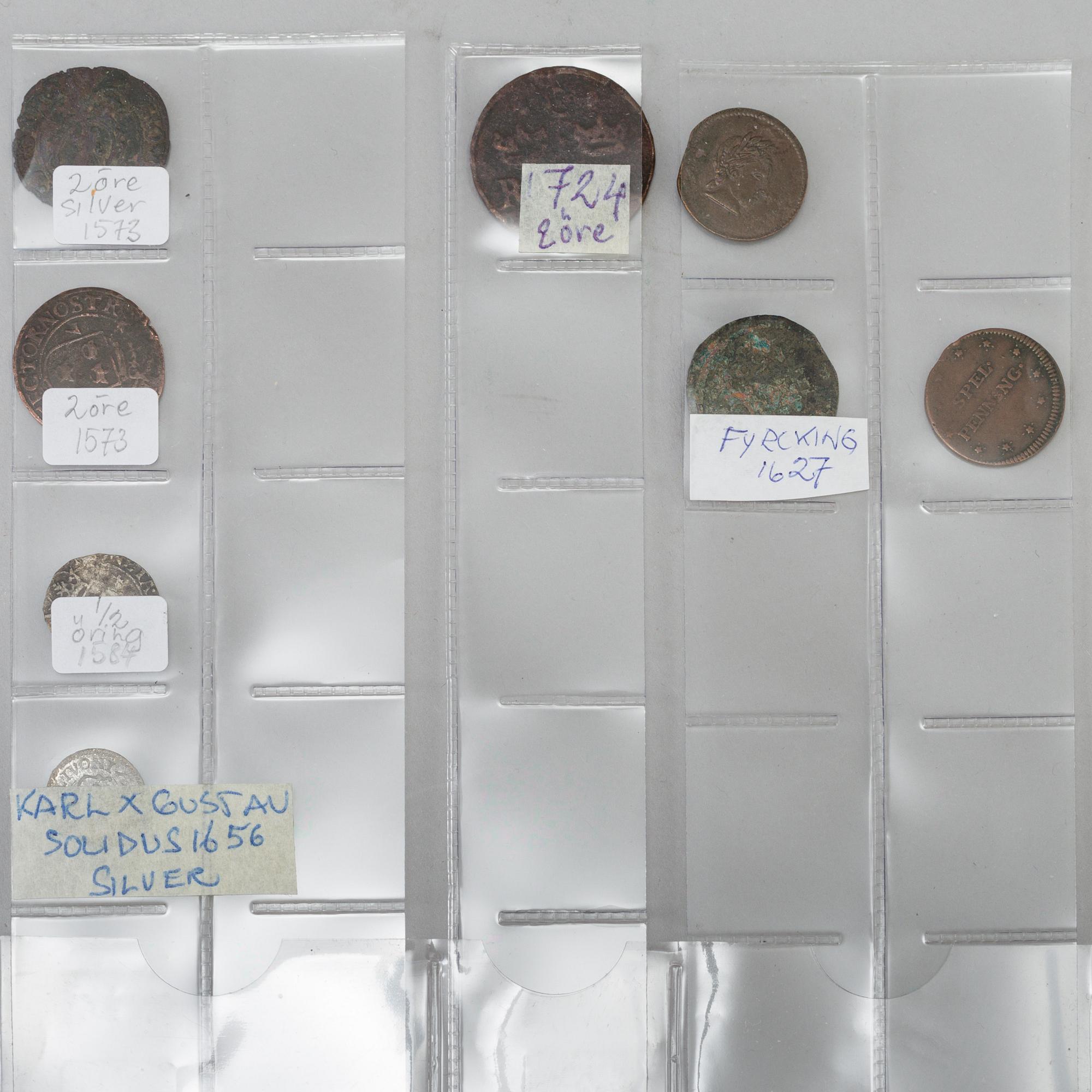 SAMLING MYNT, 40 stycken, Sverige, 15-1700-tal.