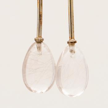 Vivianna Torun Bülow-Hübe, örhängen ett par silver med rutilkvarts, för Georg Jensen.