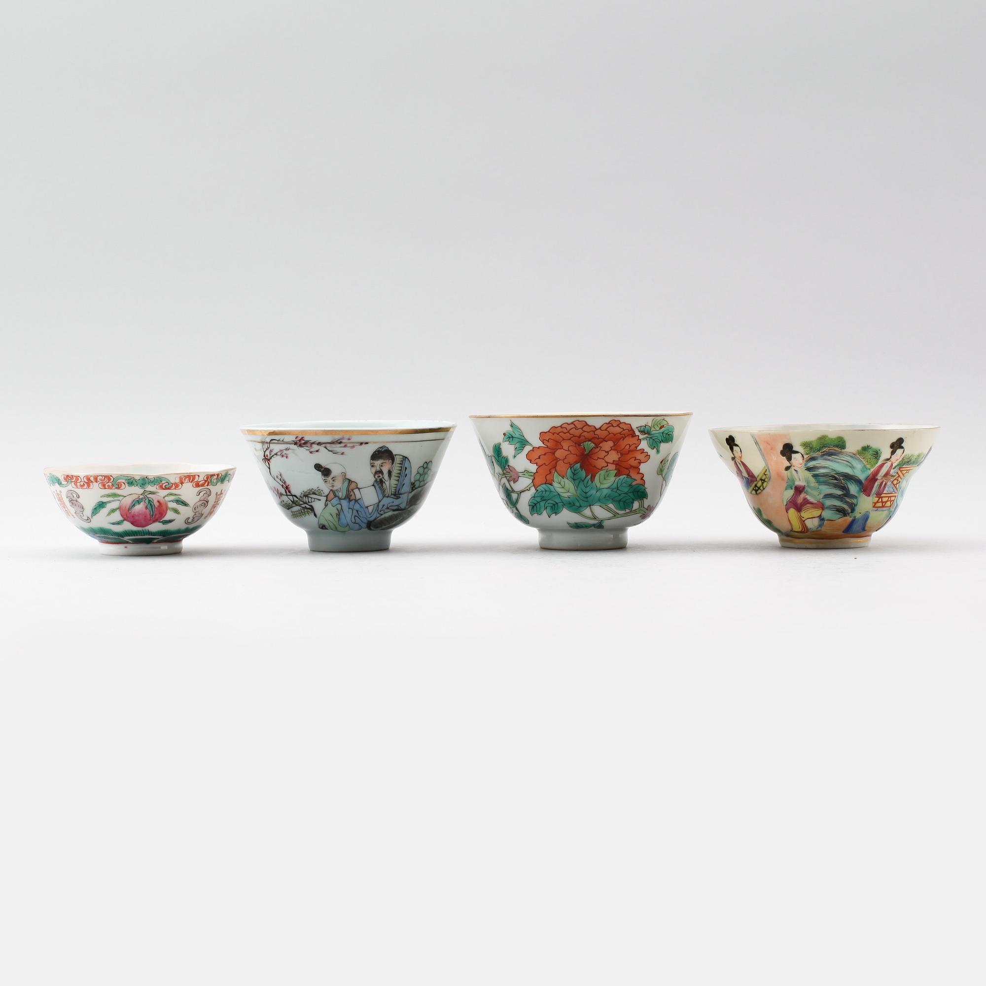 SKÅLAR, 4 st, porslin, Kina, 1800-/1900-tal.