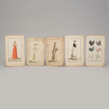 A SET OF 26 HAND COLOURED FASHION ILLUSTRATIONS, early 19th century.