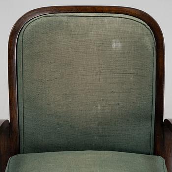 Sigurd Lewerentz, attributed, a stained beech easy chair, Gemla, Diö, 1930's.