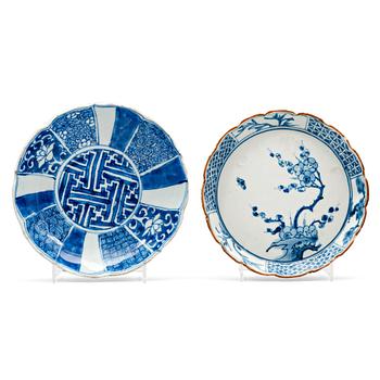 456. Two blue and white dishes, Ming dynasti, Tianqi /Chongzhen, 17th Century.