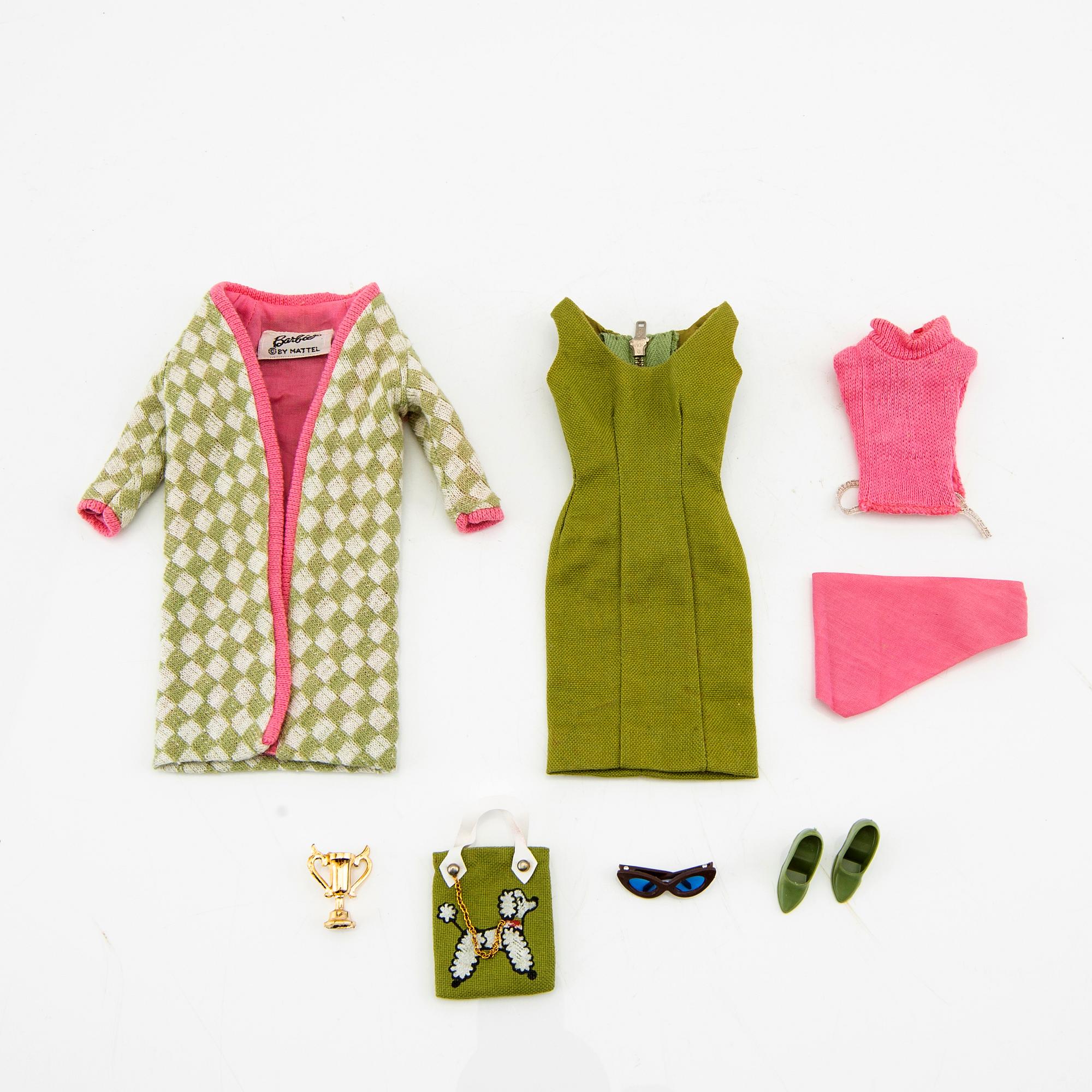 Barbie clothes 4 sets, vintage including "On The Avenue" Mattel 1965 and "Magnificence" Mattel 1965.