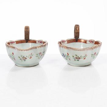 A pair of porcelain sauce bowls, China, Qianlong (1736-95).