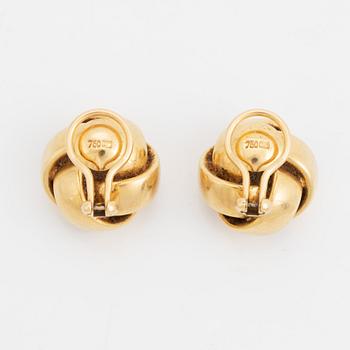 18K gold clip earrings.