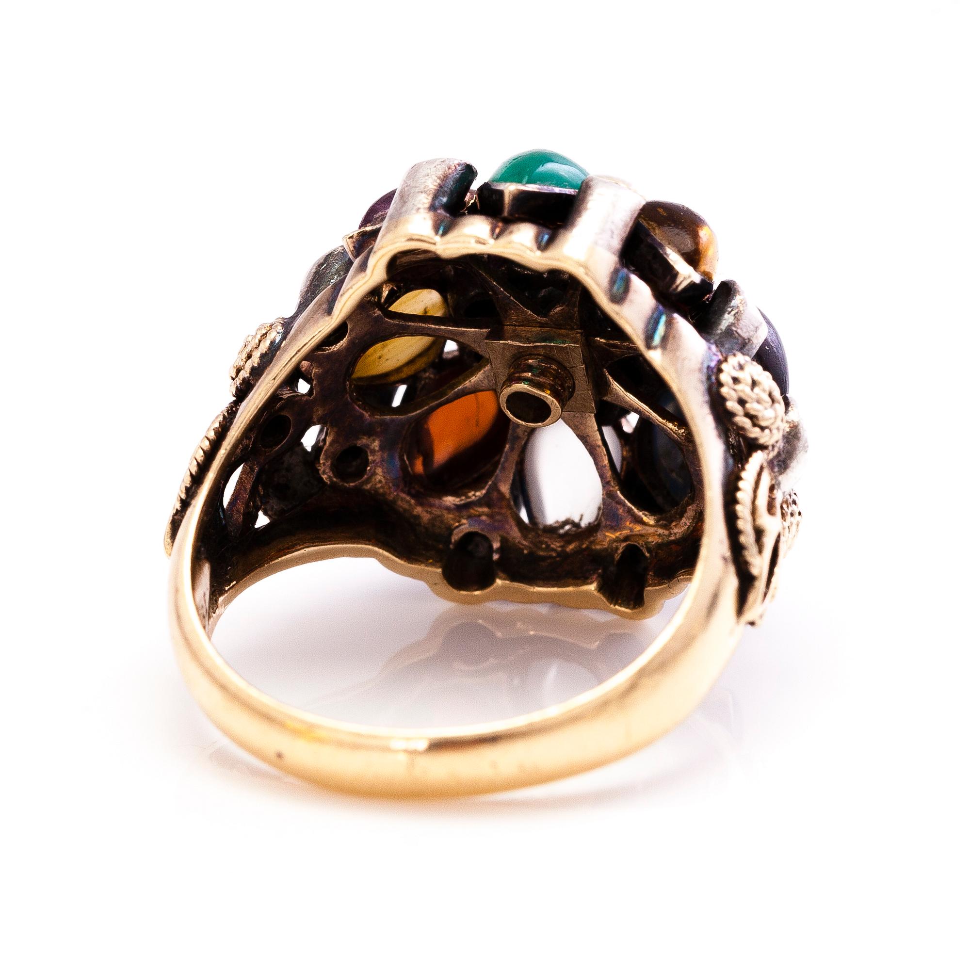 RING, 18K guld, diamanter, rubin, safir, smaragd, granat och månsten m.fl.