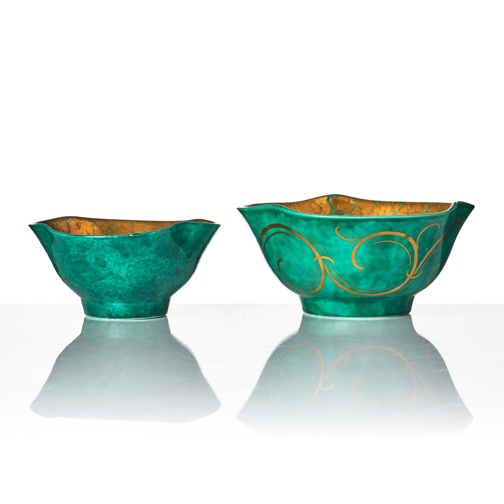 Wilhelm Kåge, outer casing, 2 pieces and bowls, 3 pieces, stoneware, Gustavsberg, most dated 1927-29.