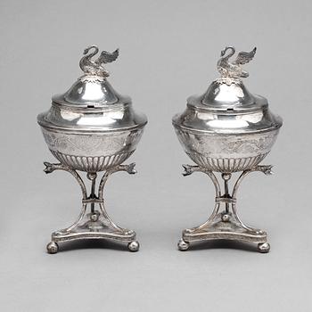 A pair of Swedish 19th century silver sugar-bowls, mark of Carl Magnus Ryberg, Soderkoping 1826.