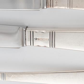 Jacob Ängman, a 49-piece silver cutlery set, 'Rosenholm', GAB, Eskilstuna, 1970-82.