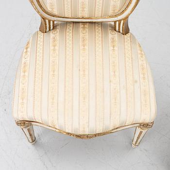 Chairs, a pair, Stockholm work, late 18th century, Gustavian, and a later copy respectively, from 1891.