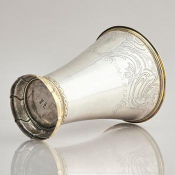 A Swedish 18th century parcel-gilt silver beaker, mark of Jakob Lampa, Stockholm 1769.