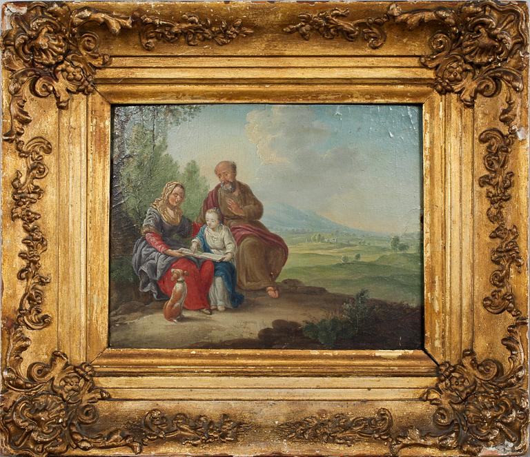 OKÄND KONSTNÄR, olja på pannå, 1700/1800-tal.