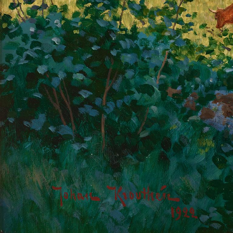 Johan Krouthén, Solbelyst landskap med kor.