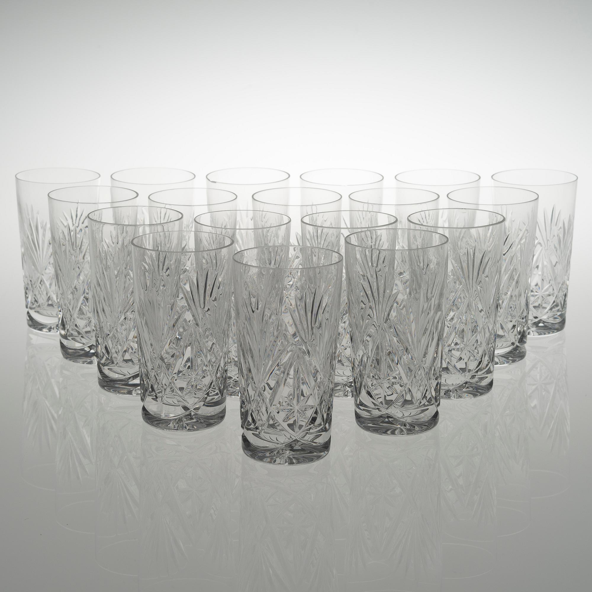 LASEJA, 18 KPL. Kristallia, malli Yrjö, Riihimäen lasi.