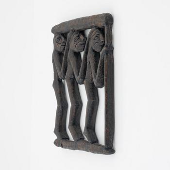 Two wooden Asmat carvings/sculptures, Indonesia, Jakarta, 20th Century.