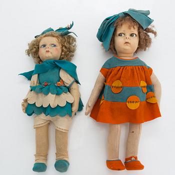 Four Italian 1920s Lenci dolls.