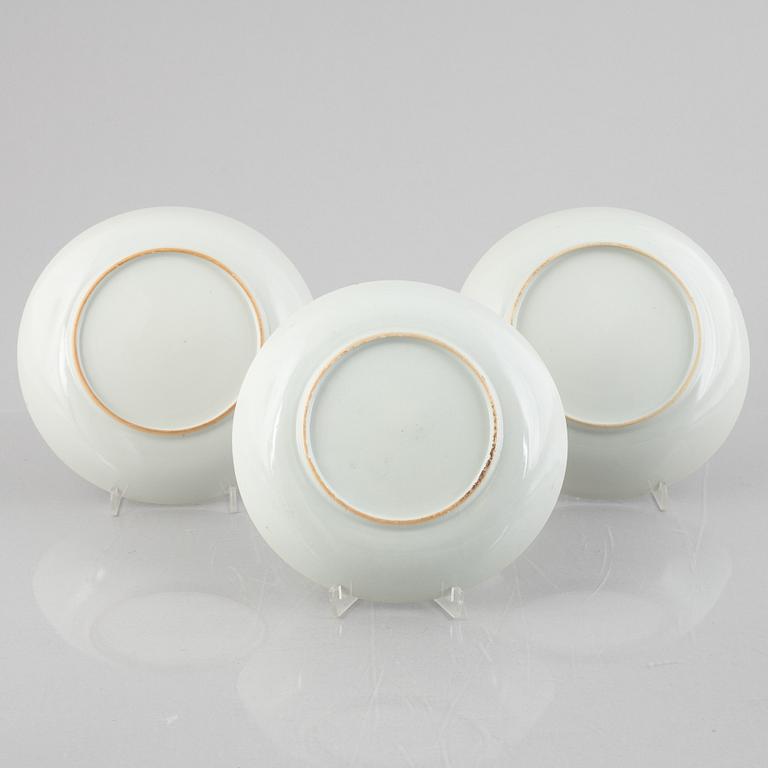 Three porcelain plates, China, Jiaqing (1796-1820).