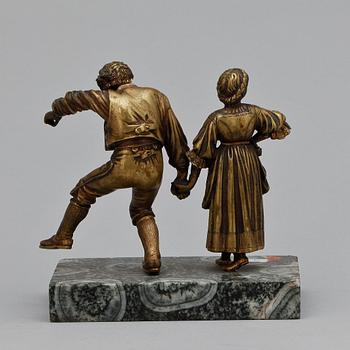 SKULPTUR, brons samt sten, 1800/1900-tal.