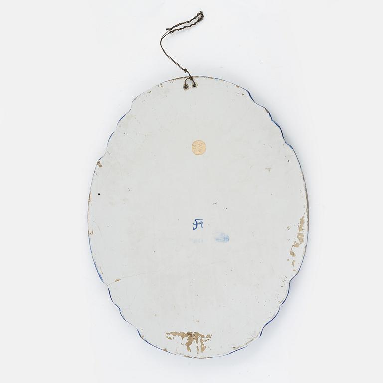 Väggplakett, fajans, Historismus, omkring 1900.