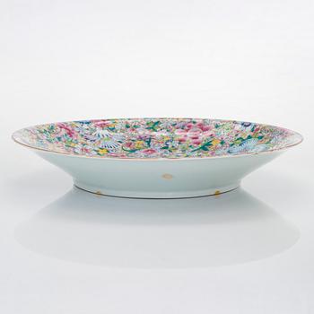 A massive Chinese famille rose 'mille fleur' dish, Republic (1912-1949).