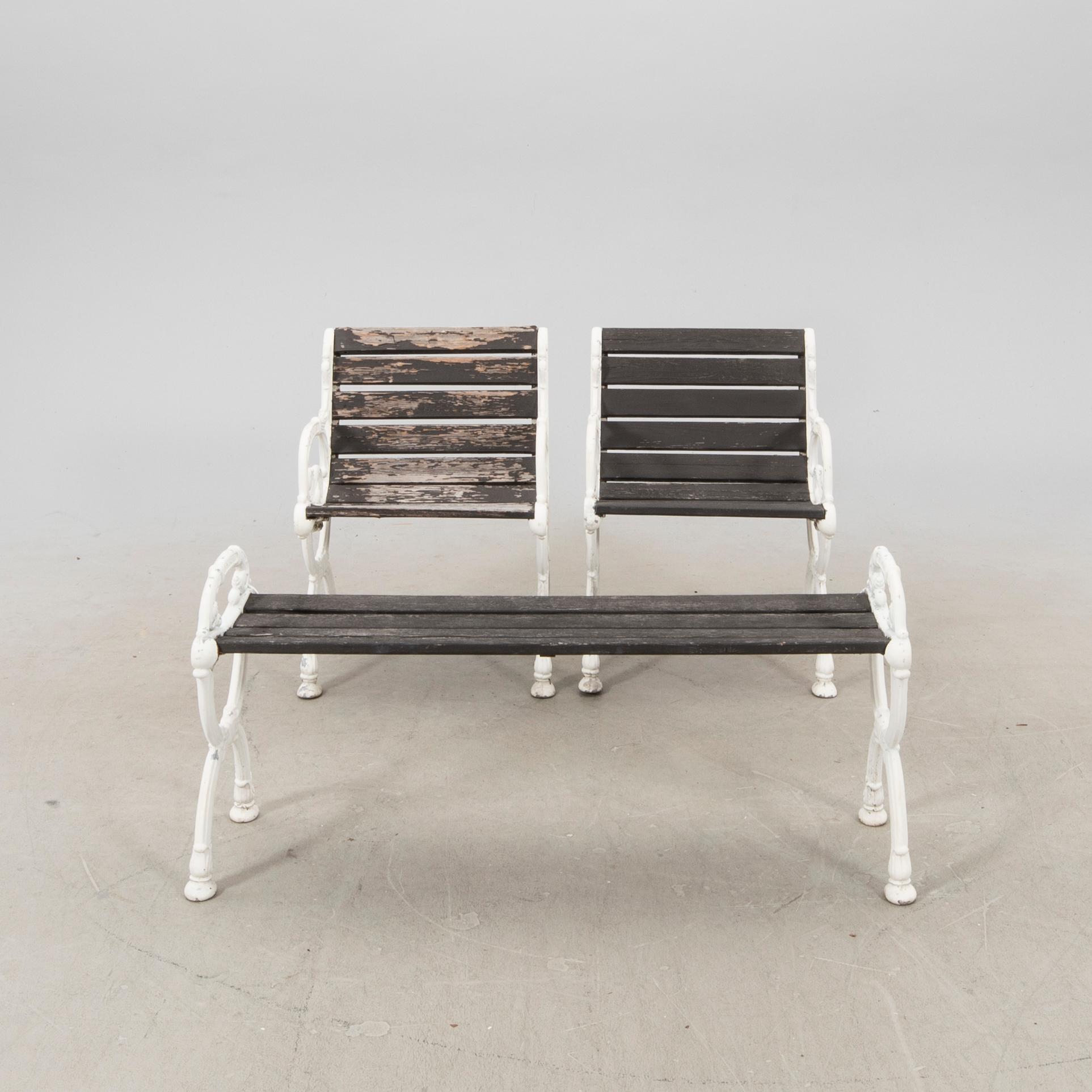 Trädgårdsmöbel 3 dlr Byarums bruk, 1900-talets andra hälft.