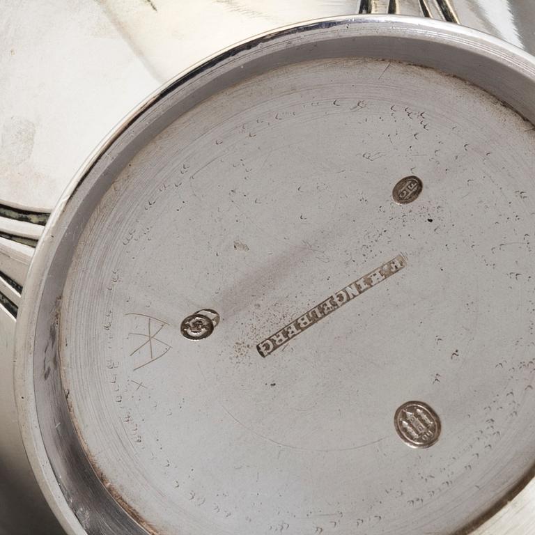 A Danish Art Nouveau parcel-gilt cream jug, maker's mark Franz Hingelberg, Aarhus 1909.