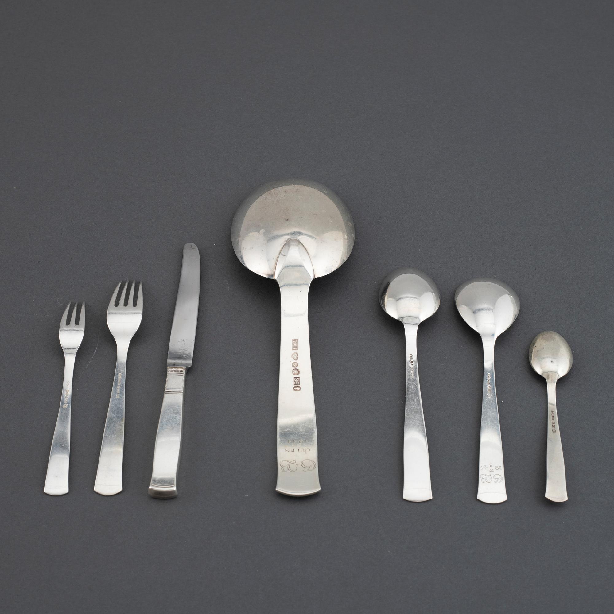 JACOB ÄNGMAN, Rosenholm, bestickservis, 33 delar, silver, GAB.