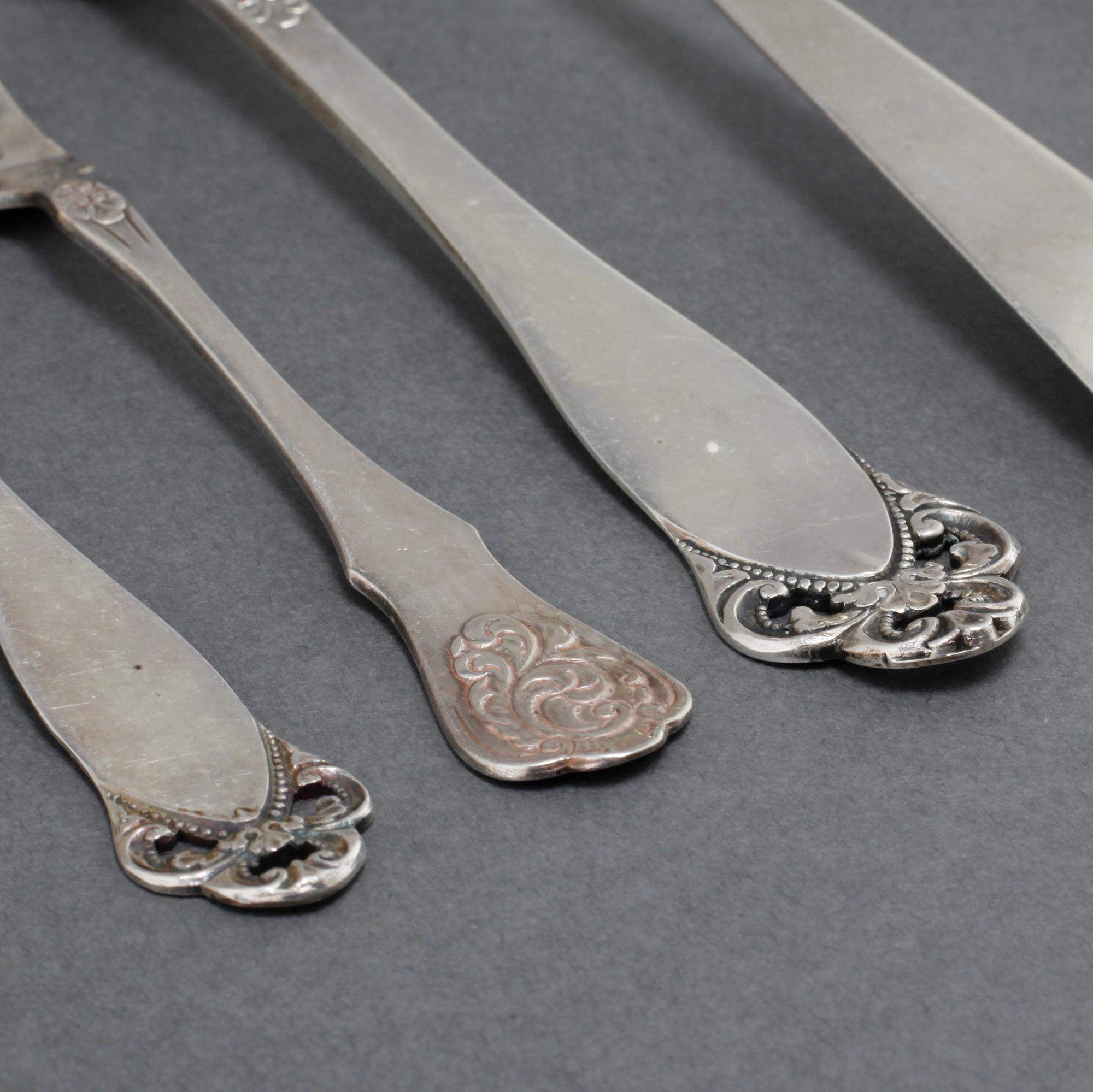 BESTICK, 10 delar, silver, mestadelen norska stämplar, bl.a Brödrene Lohne, omkring år 1900 / 1900-talets första hälft.