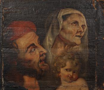 OKÄND KONSTNÄR, olja på duk, fragment av 1700-tals målning.