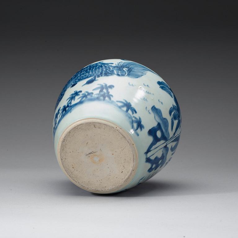 A blue and white jar, Transition 17th century.