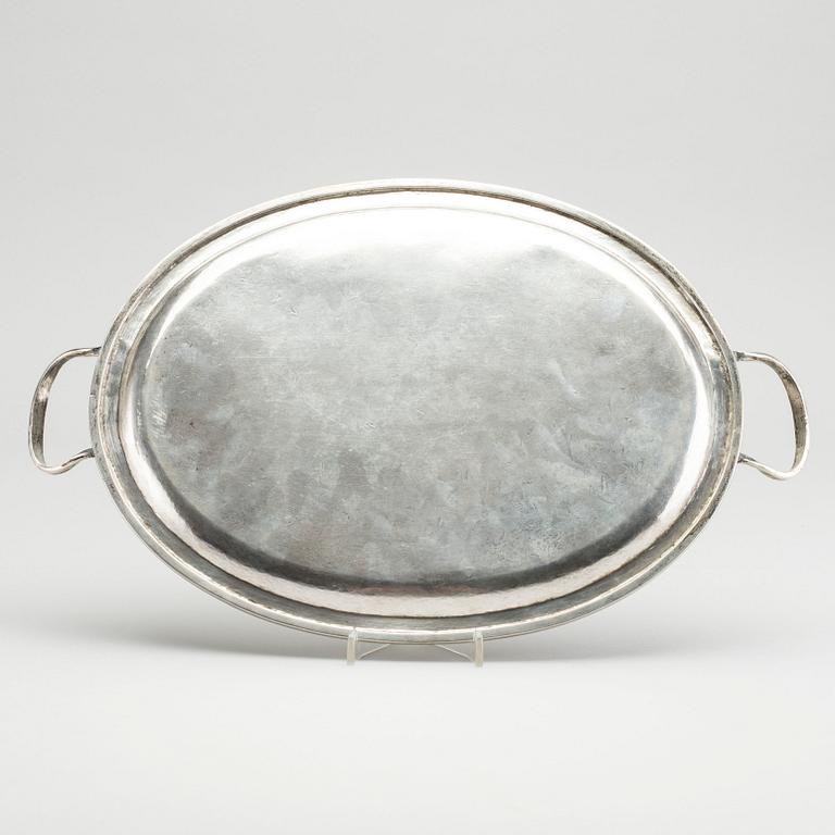 An 1810/20's Austrian-Hungarian silver tray, length 40 cm, weight ca 564 gr.