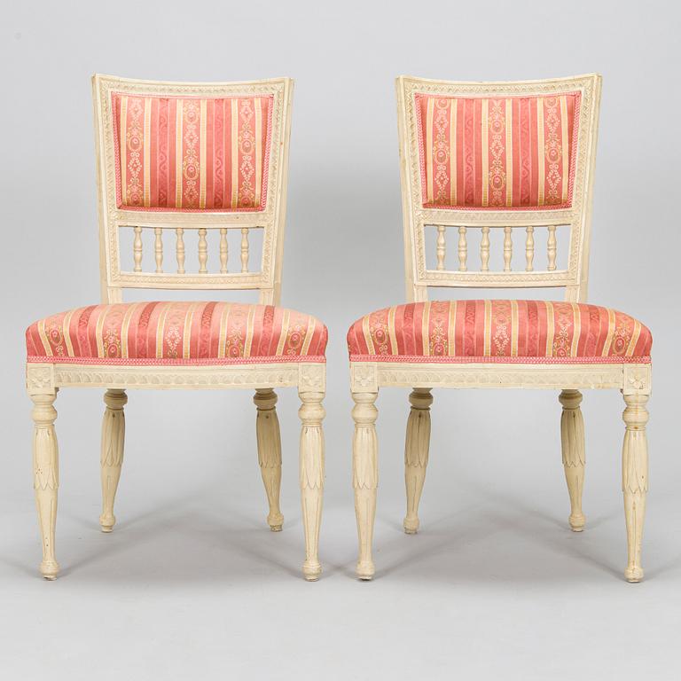 A pair of late Gustavian chairs, early 19th century.