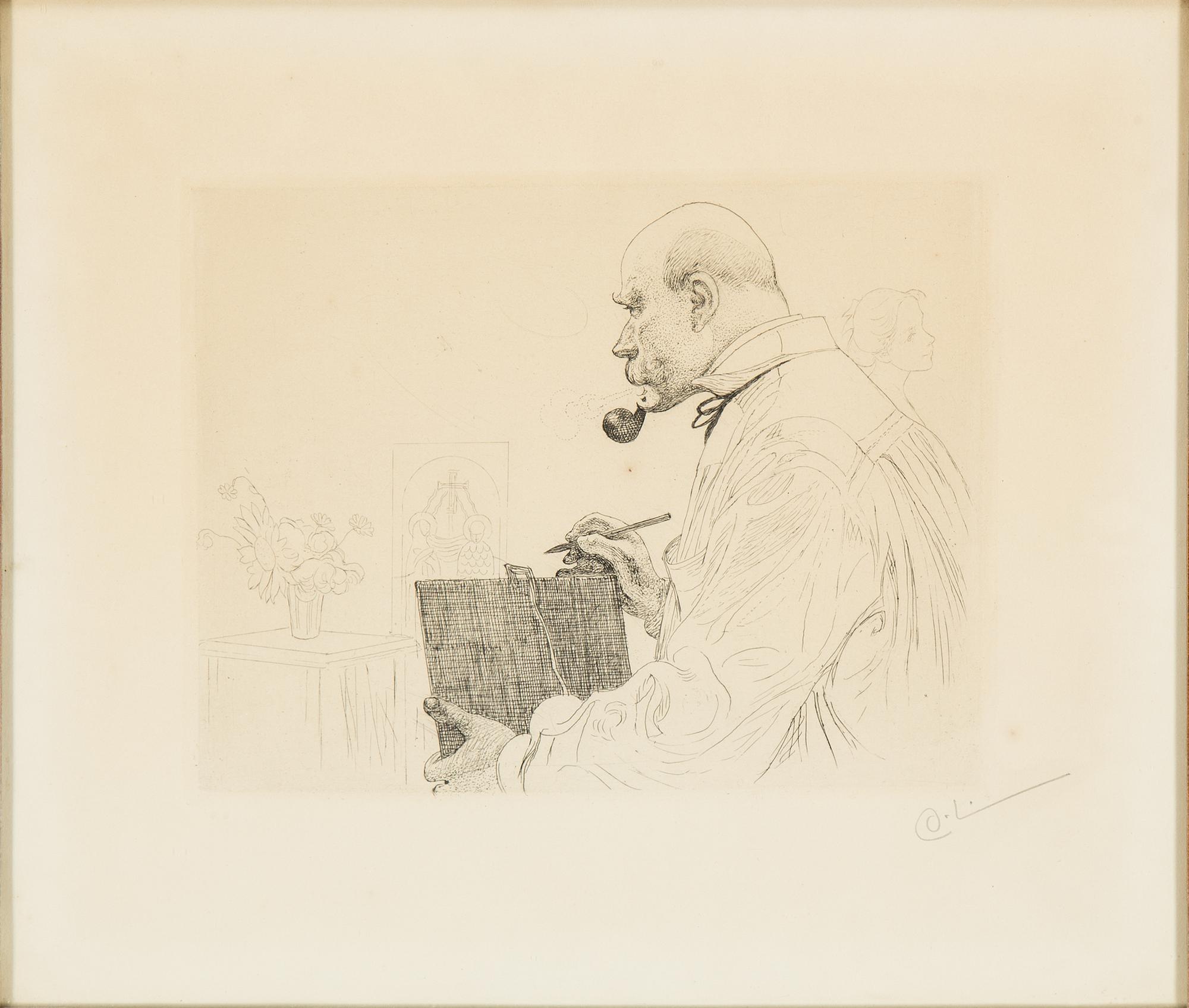 CARL LARSSON, etching, 1912, signed with monogram in pencil.