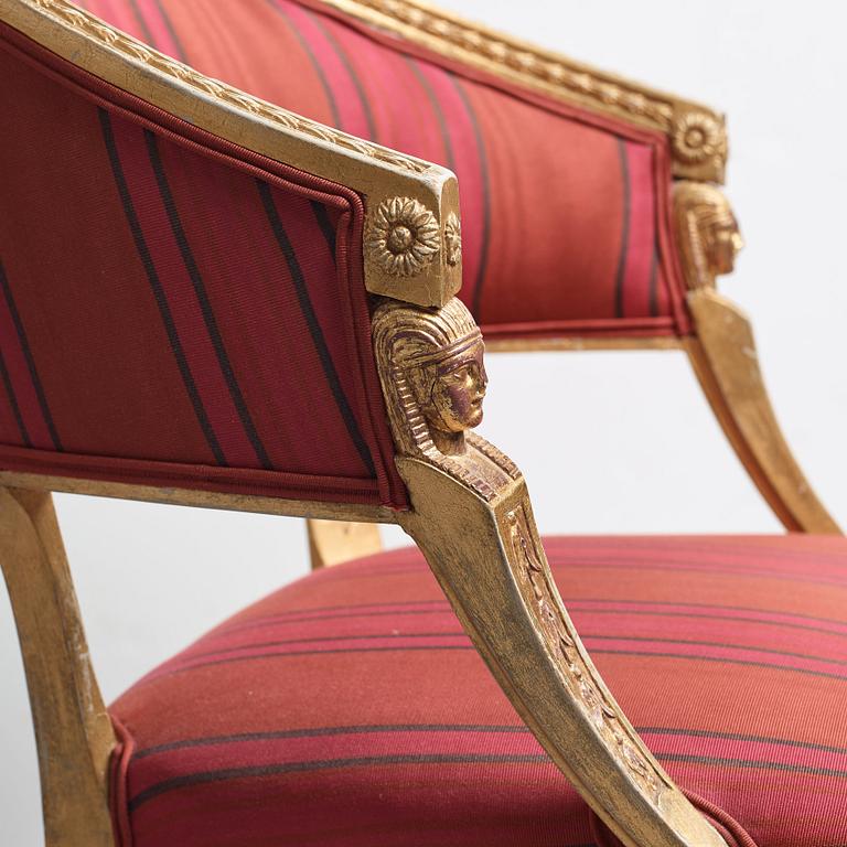 A pair of late Gustavian armchairs by Johan Erik Höglander (master in Stockholm 1777).