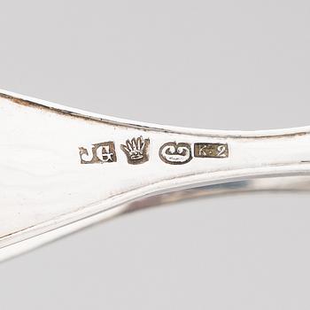 Sokeripihtejä, 3 kpl, hopeaa, Turku, Porvoo ja Göteborg 1841-46.