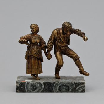 SKULPTUR, brons samt sten, 1800/1900-tal.