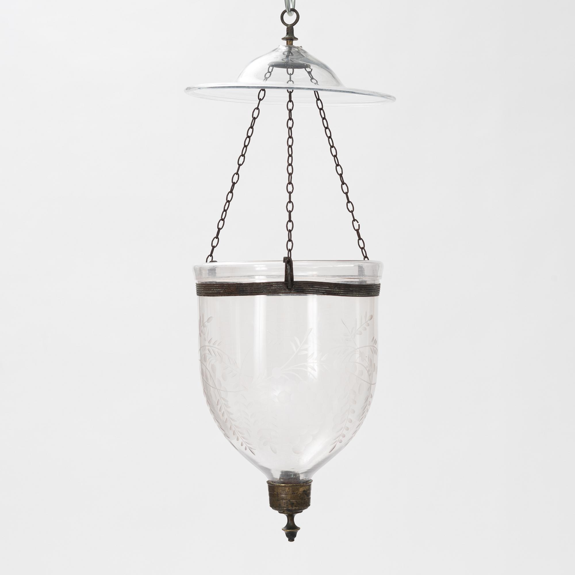 A glass ceiling lantern, around the year 1900.