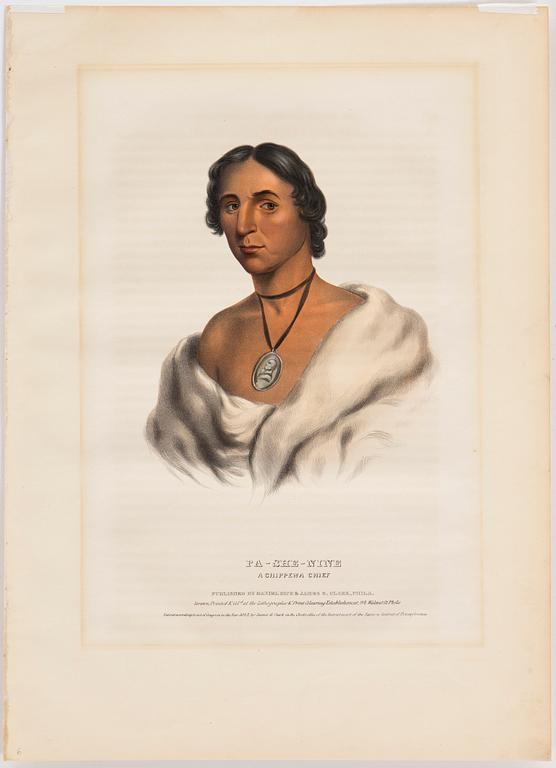 Four hand colored litographs from History of the Indian Tribes of North America 1836-1844.