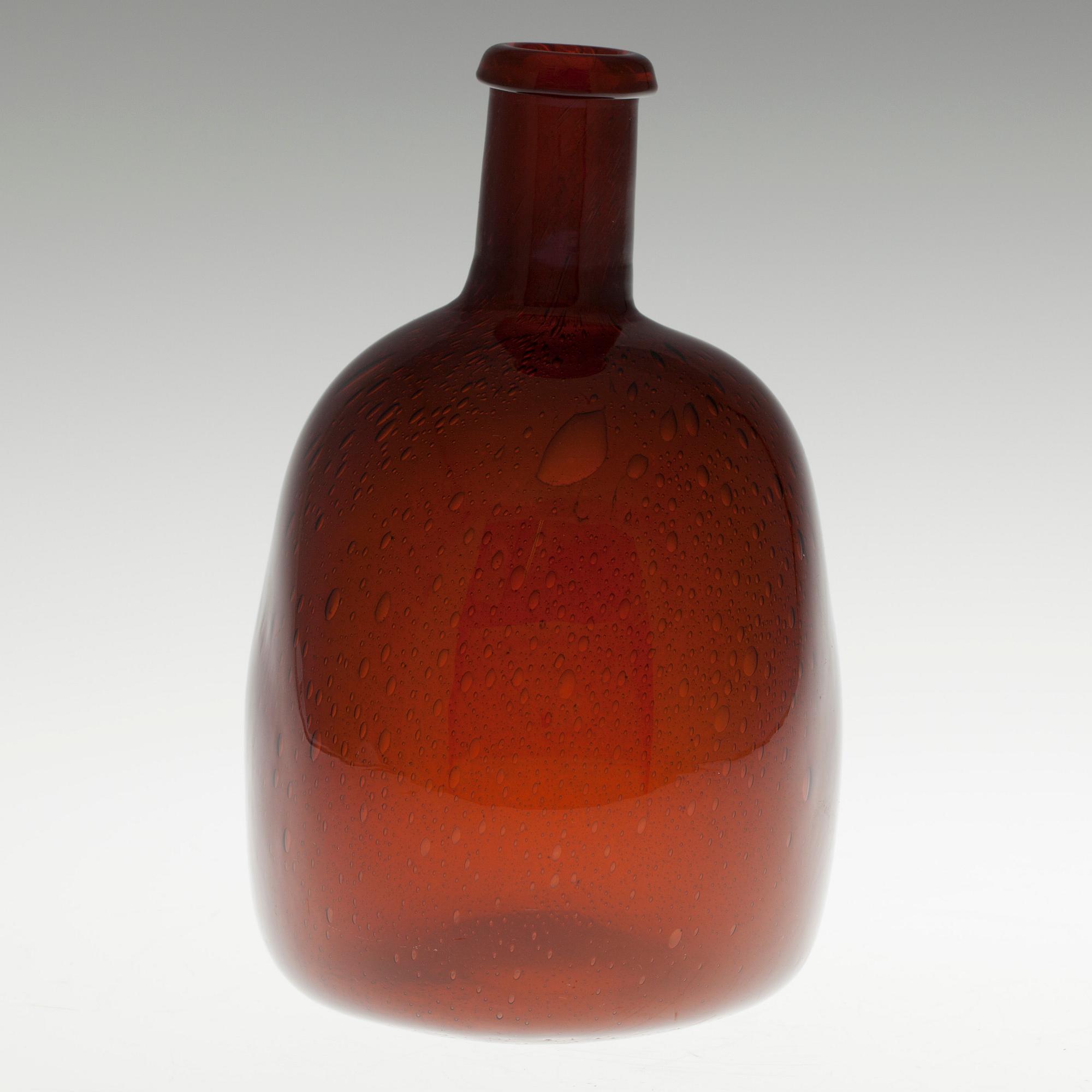 FLASKA, glas, signerad Kaj Franck Nuutajärvi Notsjö. 1960-70-tal.