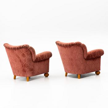 Armchairs, a pair, Swedish Modern, first half of the 20th century.