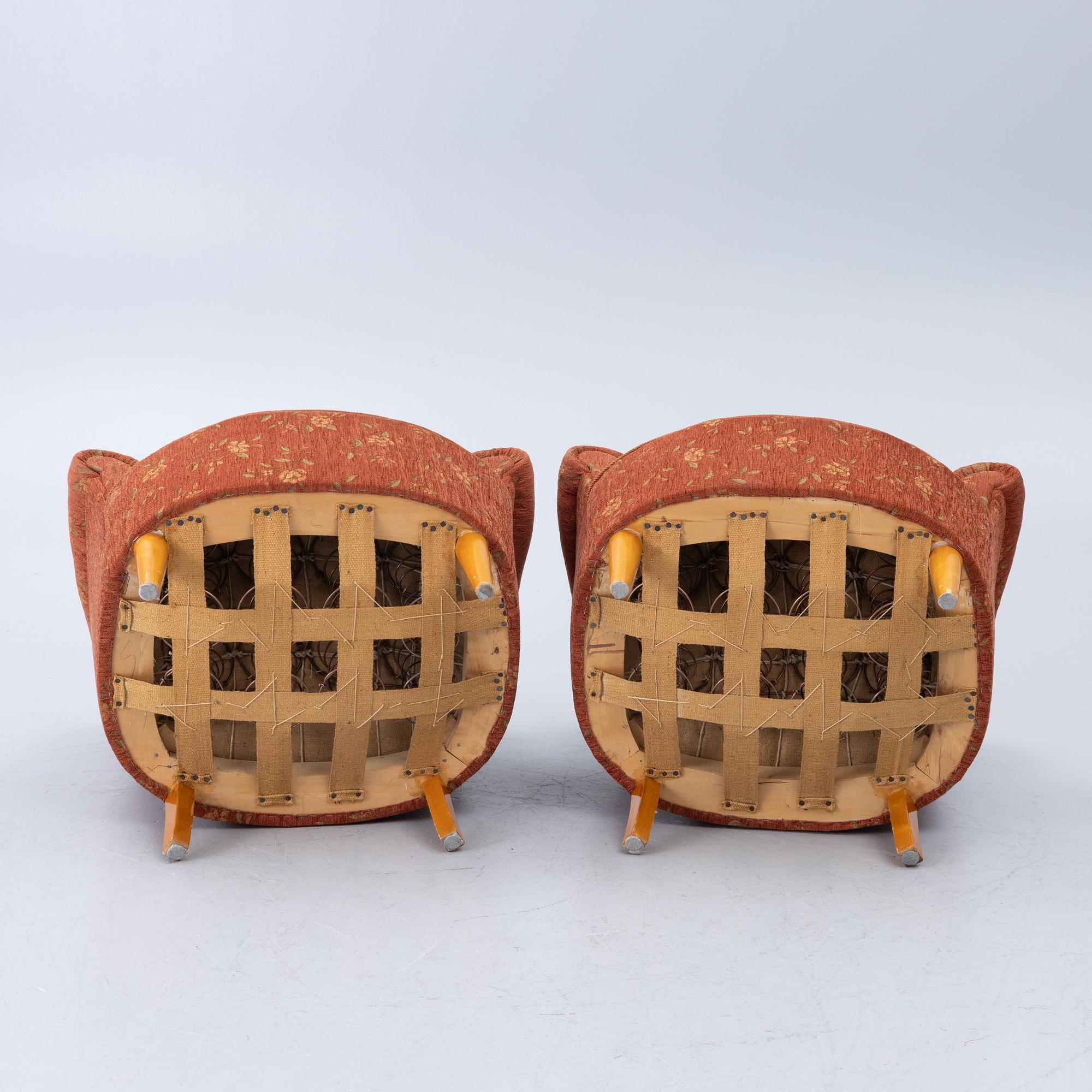 Pair of armchairs, Swedish modern, mid-20th century.