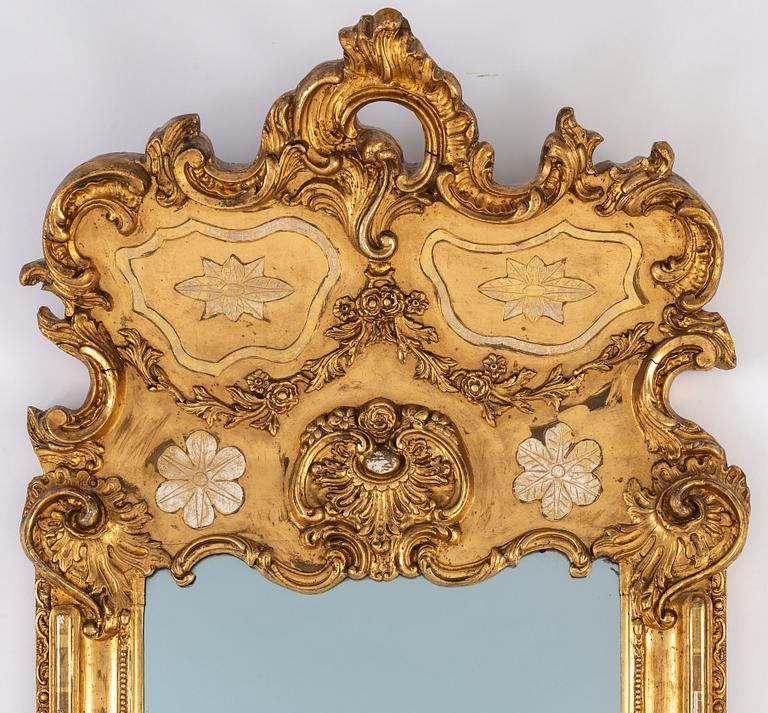 A late 19th century mirror and console table.