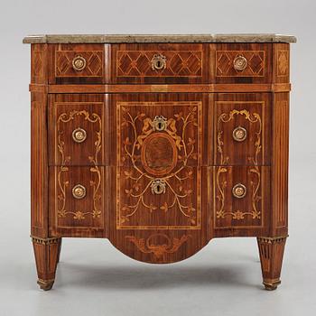 A Gustavian marquetry commode attributed to N. Korp (master in Stockholm 1763-1800).