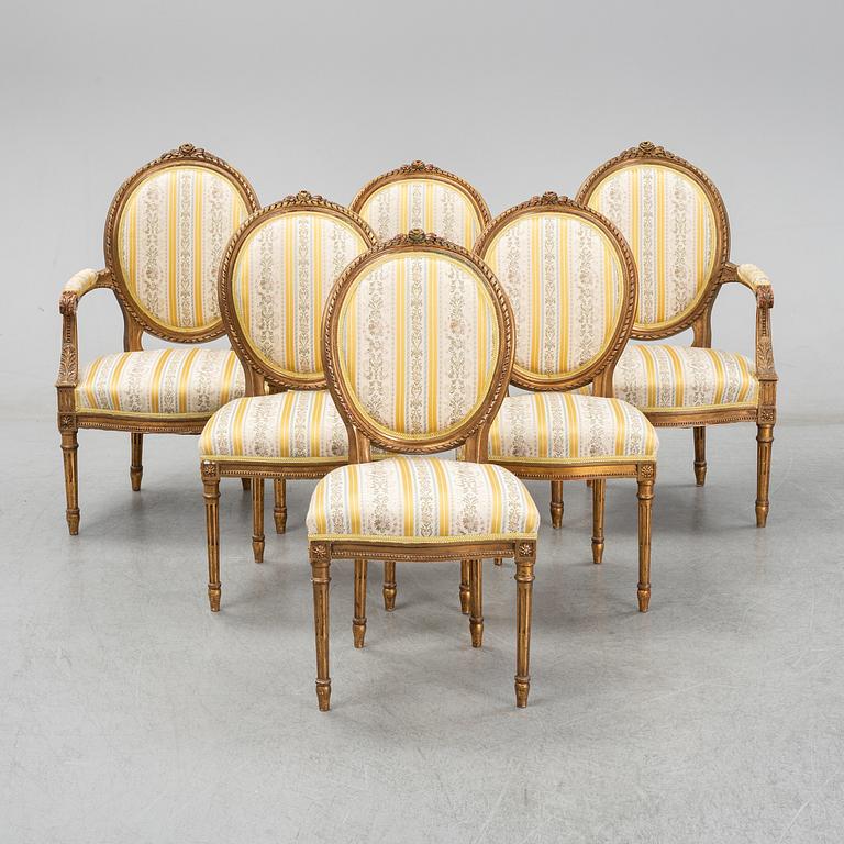 A set of Louis XVI style lounge furniture from Nordiska Kompaniet. First half of the 20th Century.