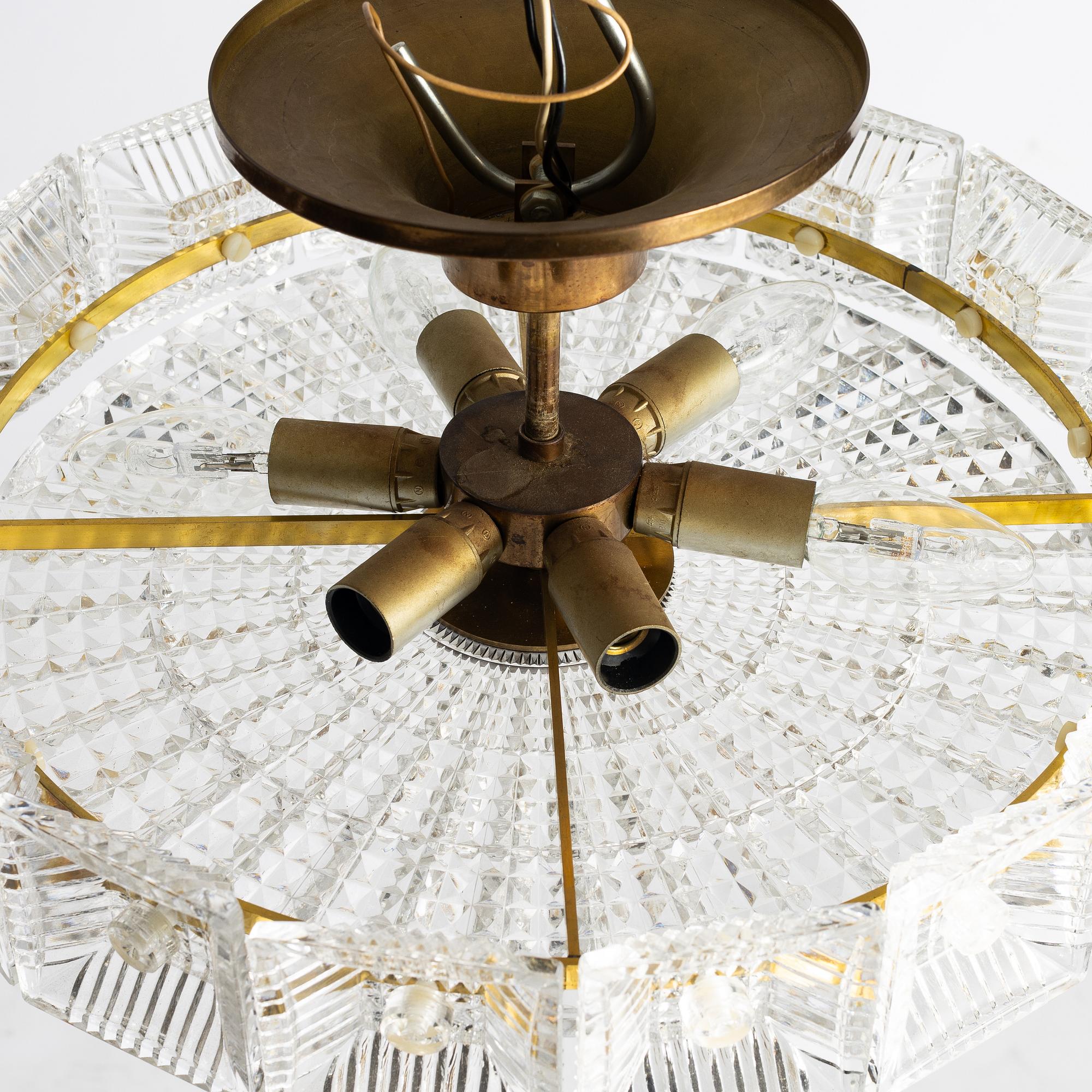Carl Fagerlund, ceiling lamp, Orrefors, second half of the 20th century.
