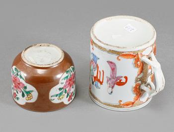MUGG samt KOPP, porslin, Kina, 1700-tal.